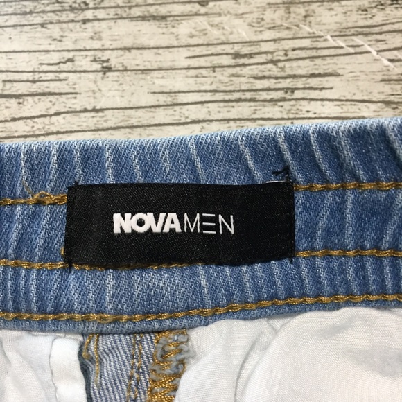 Nova Men Denim Jogger Pants Men’s S Light Wash Blue Distressed (Inseam 29). - Picture 11 of 11